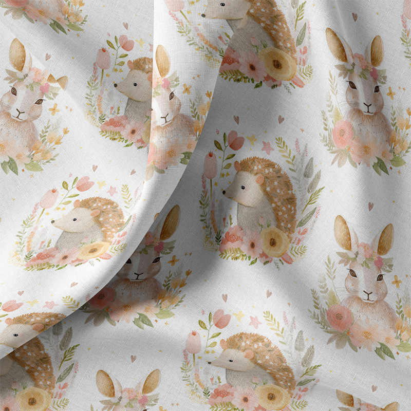 Printed Cotton ANGEA Ecru / Pink